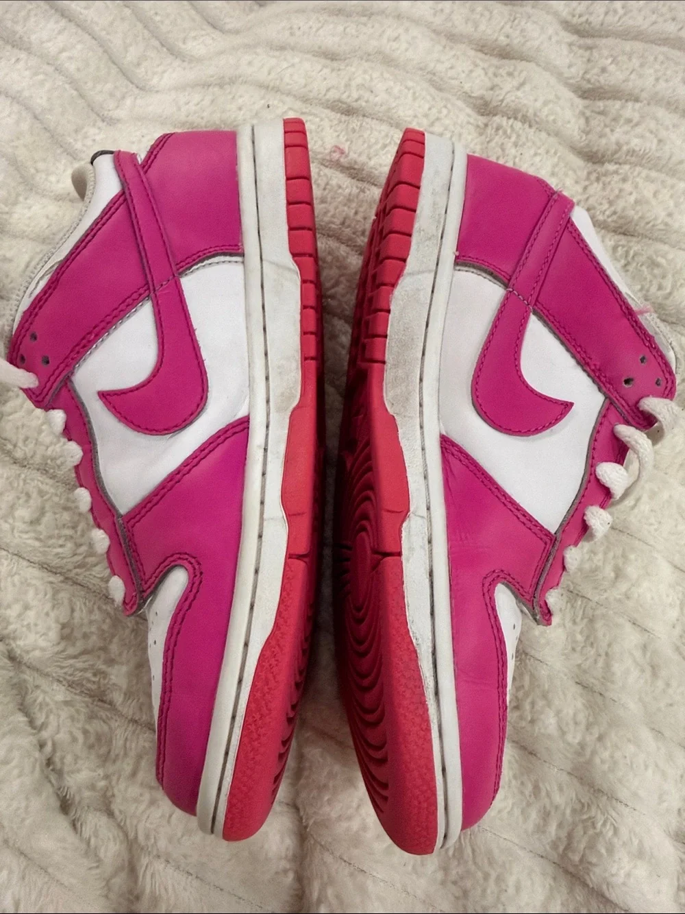 Nike Big Kids Dunk  Low-Top Sneakers in Hot Pink and White